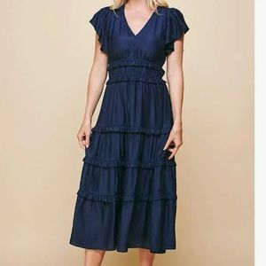 Dark blue tiered maxi dress